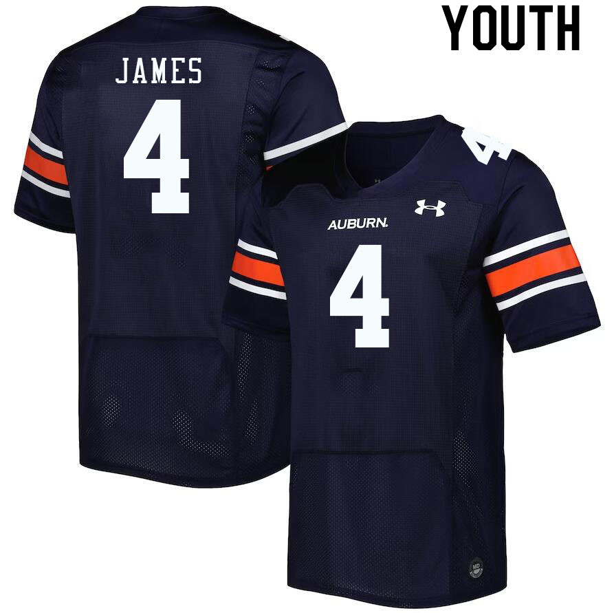Youth #4 D.J. James Auburn Tigers College Football Jerseys Stitched-Navy - Click Image to Close